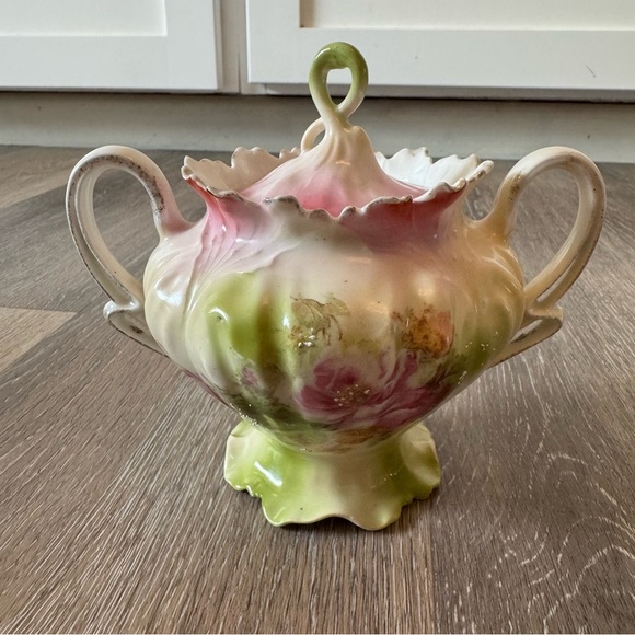 Other - “SOLD” Antique R.S. Prussia Sugar Bowl Hand Painted Flowers Pastel Background
